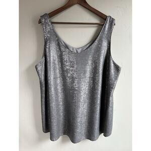 Eileen Fisher Silk Sequin Tank Top Womens 2X Gray Sleeveless Evening